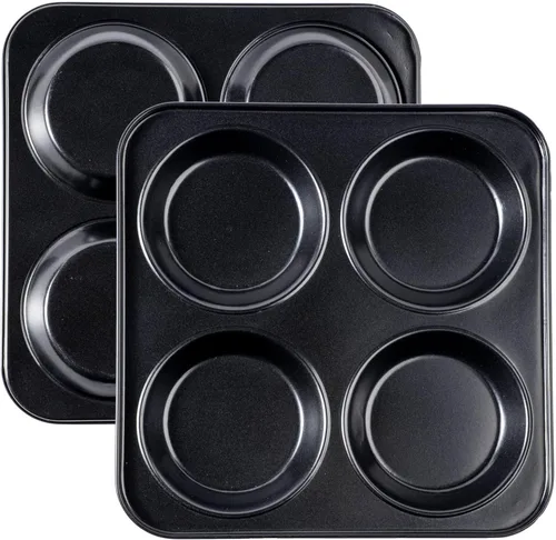 Yomvzake Yorkshire - Molde para pudín, moldes para magdalenas de 4 pulgadas, paquete de 2 moldes antiadherentes para hamburguesas Whoopie, moldes