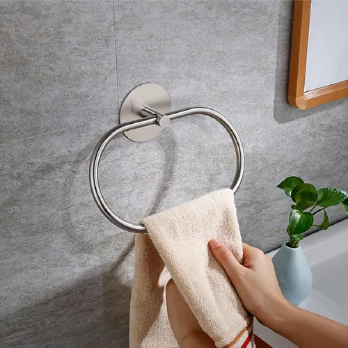Miniatura 2 de Toallero autoadhesivo sin taladro, moderno, para baño, SUS 304, acero inoxidable, níquel cepillado (plateado)