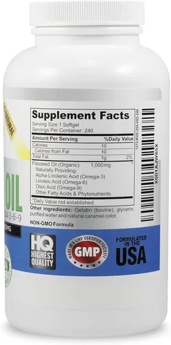 Miniatura 3 de Upsize Best - Cápsulas blandas de aceite de linaza orgánico, 1000 mg de alta calidad, virgen prensado en frío a partir de semillas de lino, soporte