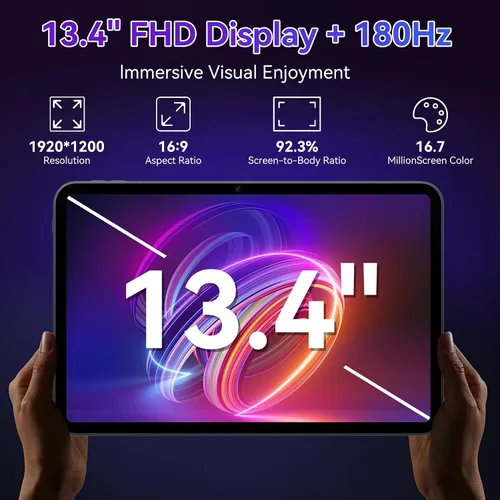 Miniatura 4 de Tablet grande de 13 pulgadas, tabletas Android 15 con Gemini AI, 24GB RAM+256GB ROM, 120Hz, Octa-Core, carga rápida de 10000mAh, WiFi6, tablet