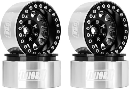 INJORA Llanta Beadlock de 1.9 Pulgadas de Borde Profundo con Offset Negativo de 10.4mm para Coche RC Crawler 1/10 Auto Axial SCX10 90046 AXI03007