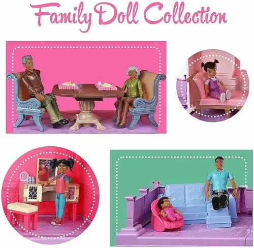 Miniatura 6 de Beverly Hills Doll Collection Sweet Li'l Family African American Dollhouse People - Juego de 9 figuras de acción para abuelo, abuela, mamá, papá