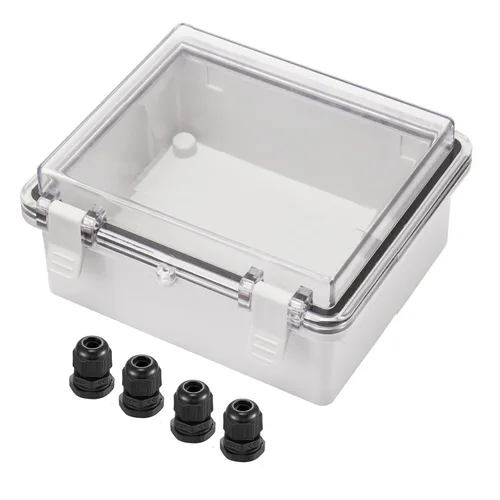 Miniatura 8 de Caja de conexiones ABS de 5.906 x 3.937 x 2.756 in con cierre de plástico transparente con bisagras, carcasa impermeable IP67 con soporte de pared
