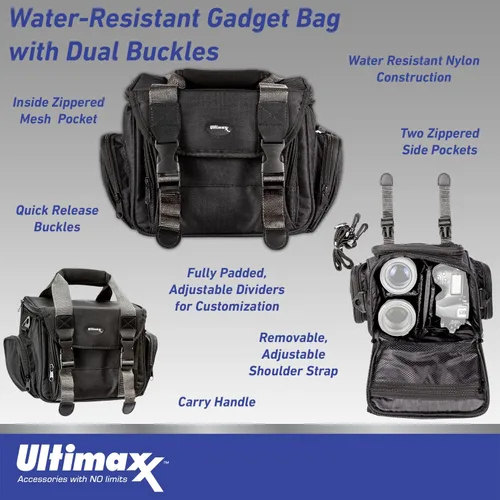 Miniatura 3 de Ultimaxx Bolsa mediana totalmente acolchada con hebillas dobles para cámaras y videocámaras Sony, Nikon, Canon, Olympus, Pentax, Panasonic, Samsung