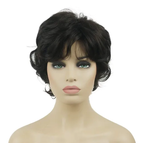 Miniatura 13 de Lydell Pelucas cortas y onduladas de 6 pulgadas, cabello sintético completo, estilo clásico (12TT26 marrón claro con reflejos)