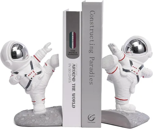 Miniatura 8 de Soporte para sujetalibros, sujetalibros de astronauta con temática del espacio exterior, figura de astronauta, topes decorativos para libros