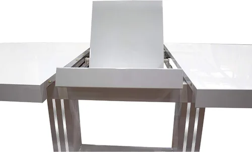 Miniatura 3 de Bailey Mesa de comedor rectangular extensible de 63 a 79 pulgadas, parte superior lacada de alto brillo, se expande para asientos adicionales, pilar