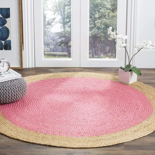 Miniatura 15 de SAFAVIEH Alfombra de Área Redonda de 10' - Colección de Fibra Natural - Verde y Marrón Natural, Yute Hecho a Mano, Diseño de Borde Trenzado (NF801G)