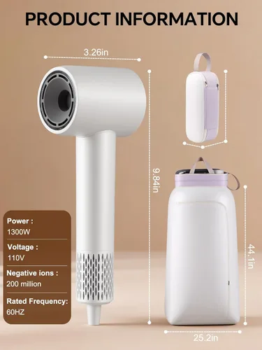 Miniatura 7 de Secador de pelo iónico de alta velocidad 2 en 1 y secadora de ropa portátil, motor sin escobillas de 110,000 rpm, secador de pelo profesional