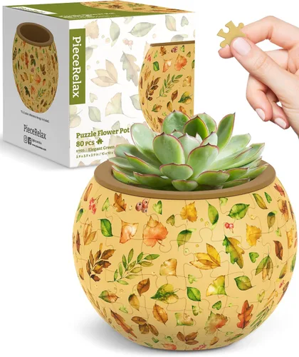 Miniatura 22 de PieceRelax Rompecabezas 3D Maceta 80 Piezas - Abundancia de Otoño, Macetas de Flores de Decoración del Hogar para Cactus de Interior, Macetas