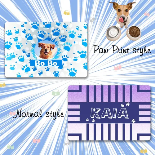 Miniatura 2 de Tapete personalizado de comida para perros con nombre de la mascota, mantel individual personalizado con respaldo antideslizante, tapete