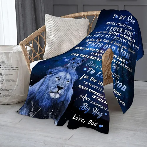 Miniatura 6 de tgruihm manta para mi hijo de papá, manta azul de león para mis hijos, regalos para hijos de papá, mantas de franela súper suaves y acogedoras