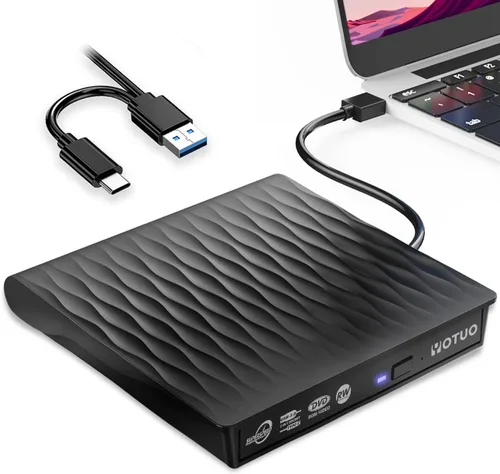Miniatura 9 de YOTUO Unidad externa de CD/DVD, USB 3.0 portátil y USB-C CD RW, reproductor de DVD, quemador de DVD para laptop, escritorio, compatible con Windows