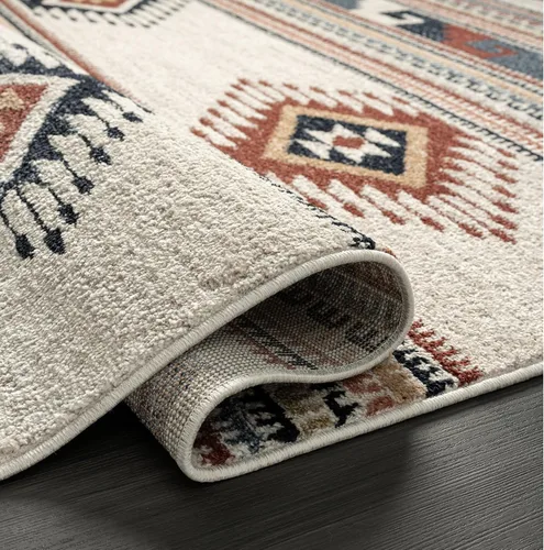 Miniatura 6 de Abani Alfombra multicolor con diseño del suroeste, alfombra de comedor con patrón tribal naranja, gris y beige que no se desprende (3 x 5 pies)