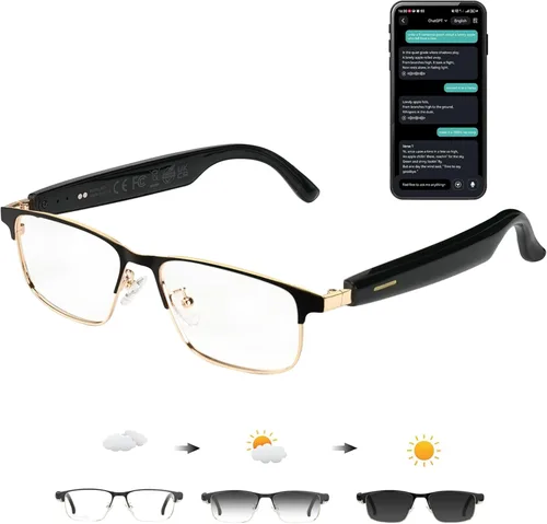 Ai Translation - Gafas inteligentes con Chat GPT y Deepspeek Bluetooth para hombres y mujeres con más de 164 idiomas y acentos, gafas de traducción