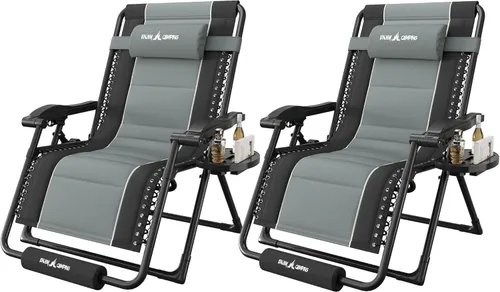 Miniatura 14 de Amopatio XL Padded Zero Gravity Chairs Foldable Zero Gravity Lounge Chair Outdoor Portable Reclining Chair with Removable Cup