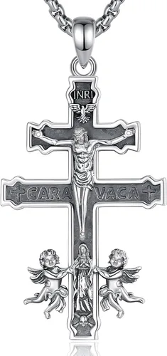 Miniatura 99 de Vito Collar de plata de ley 925 para mujeres y hombres, San Benito, crucifijo, Caravaca, San Cristóbal, San Judas, medalla patronal, amuleto