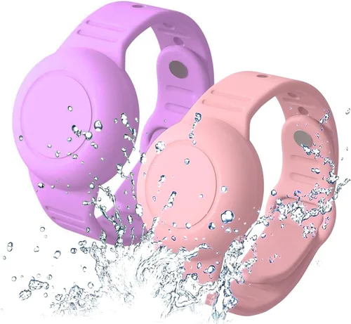 Aircawin Pulsera impermeable para Airtag, paquete de 2 unidades ocultas para pulsera Airtag, silicona antipérdida para funda de Airtag, para AirTag,