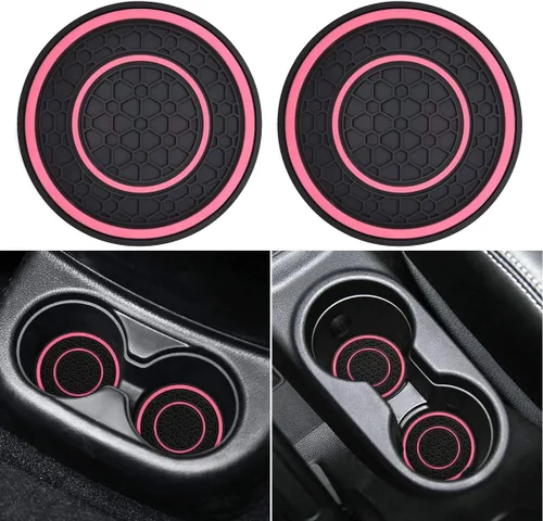 Miniatura 13 de Auprite Portavasos para automóvil, paquete de 2 posavasos universales antideslizantes para automóvil, accesorios para el interior del automóvil Negro