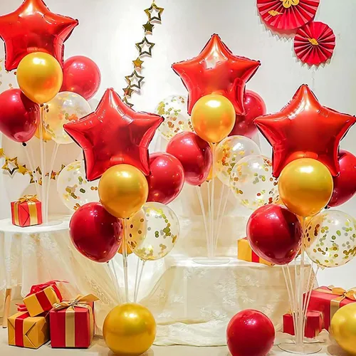 Miniatura 7 de JOYYPOP Juego de 10 soportes para globos, palos de globo con base, suministros para fiestas, cumpleaños, graduación, fiesta, decoración de boda