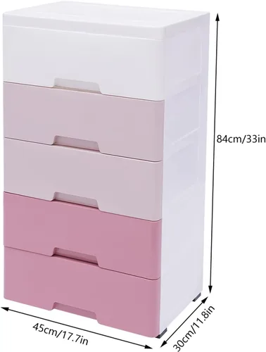 Miniatura 3 de Cajones de almacenamiento de plástico de 5 niveles, organizador de armario, apilable, vertical, independiente, con ruedas, para dormitorio, sala