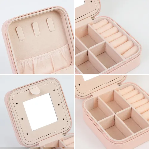 Miniatura 4 de FUNARTY Joyero de viaje con espejo para mujeres y niñas, estuche organizador de joyas, estuche organizador de cumpleaños, regalos de Navidad