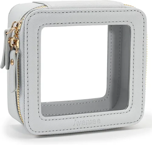 Miniatura 22 de Aveniee Organizador de bolsa de maquillaje transparente, bolsa de aseo de viaje para mujer, bolsa de cosméticos impermeable con cremalleras, Rosa
