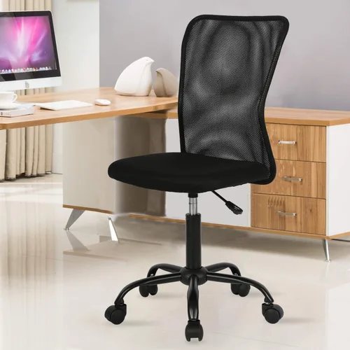 Silla de oficina de malla con soporte lumbar, silla de escritorio ergonómica, moderna, negra