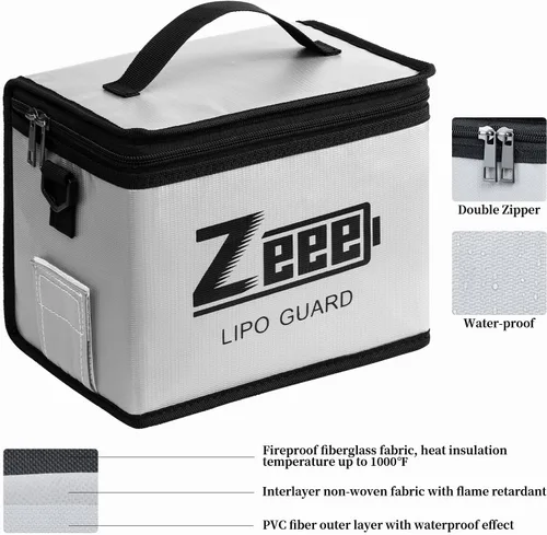 Miniatura 6 de Zeee 2S Lipo Battery 5200mAh 7.4V 50C Estuche rígido Batería Conector T Paquete de 2 baterías con 1 bolsa de seguridad Lipo Bolsa ignífuga a prueba