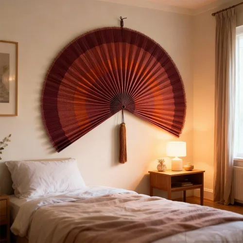 Miniatura 4 de ChumDecor Decoración de pared para abanicos, decoración de abanicos chinos japoneses, cabecero colgante bohemio, ventilador plegable decorativo