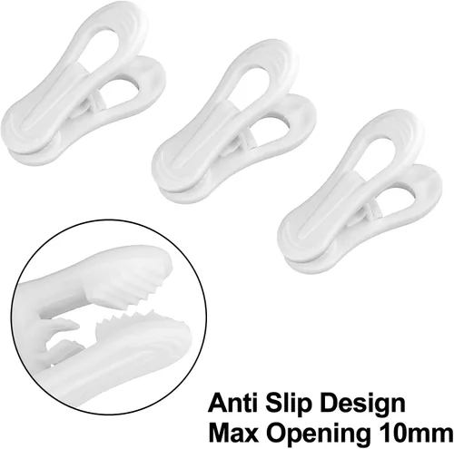 Miniatura 2 de Clips de plástico blancos para colgar – Paquete de 60 clips multiusos para perchas, clips de dedo para perchas de plástico, perchas para pantalones