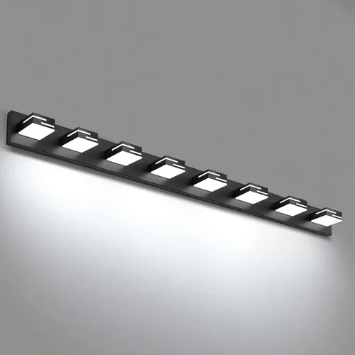 Miniatura 12 de Lámparas LED modernas para tocador de baño, 4 luces, 5CCT, regulables, color negro mate, para accesorios de iluminación de baño sobre espejo
