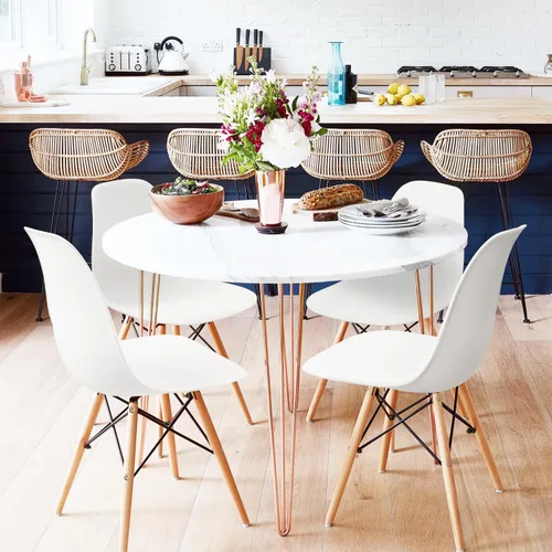 Miniatura 4 de Furniwell Silla de comedor de estilo moderno de mediados de siglo, DSW moderna, carcasa de plástico para interiores, sillas laterales de plástico