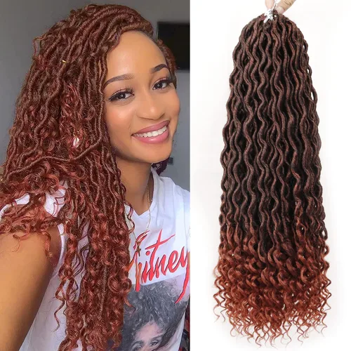 Miniatura 21 de Cabello de Ganchillo Goddess Locs - 8 Paquetes de 12 Pulgadas de Cabello Rizado Faux Locs de Ganchillo para Mujeres Negras, Cabello Rizado 1B-30#
