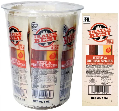 Trail's Best Paquetes de 1 onza de carne de res y queso gemelos de 1 onza (tubo de 15 unidades)
