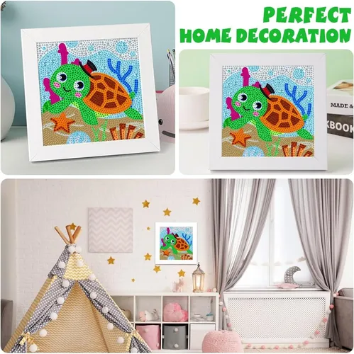 Miniatura 4 de QEUOYSS Kit de arte de diamantes para niños con marco de madera, arte y manualidades para niños de 6 a 8 a 10 a 12 años, arte de diamantes fácil