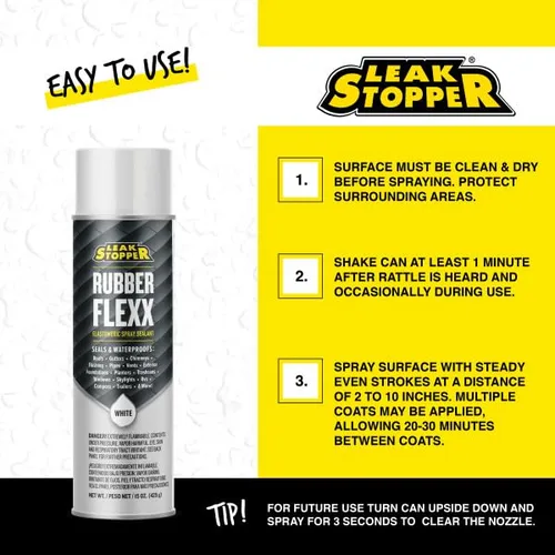 Miniatura 5 de Leak Stopper Rubber Flexx - Spray de reparación y sellador impermeable - Punta y pulverización para sellar grietas, agujeros, fugas, corrosión y más