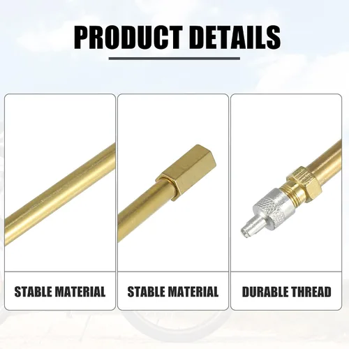 Miniatura 3 de X AUTOHAUX Adaptador de extensión de válvula de neumático automático de latón de 1.969 in/1.97 pulgadas de largo, extensor de vástago de neumático