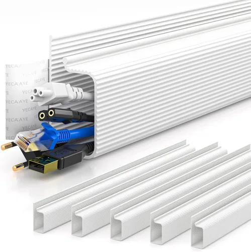 Miniatura 10 de YECAYE Organizador de cables de 94.2 pulgadas bajo el escritorio, montaje adhesivo de fácil instalación, ocultador de cables, organizador de cables