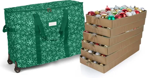 Miniatura 76 de Covermates Keepsakes Bolsa de almacenamiento ajustable para adornos, poliéster resistente, separadores acolchados y bandejas FlexGrid, organizador