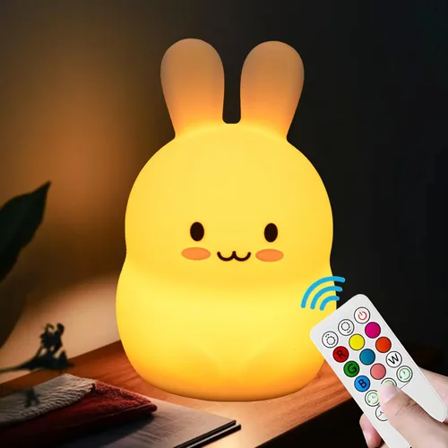 Miniatura 17 de Luces nocturnas de conejo de gran tamaño, lámpara de noche para dormitorio, resistente a la rotura, cuidado de los ojos, brillo ajustable, ajuste