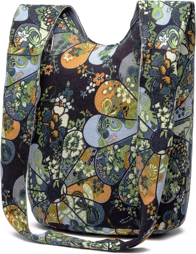 Miniatura 172 de Bolsa de hombro para mujer, de lona en estilo hippie/bohemio para llevar cruzada al hombro, disponible en diferentes colores y estampados