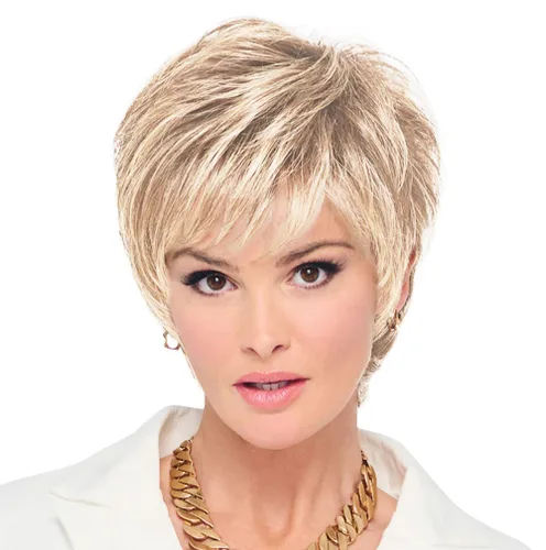 Miniatura 5 de Raquel Welch - Peluca corta Bob atada a mano feroz y enfocada por Hairuwear, gorra de tamaño medio, castaño iluminado por el sol RL10/12