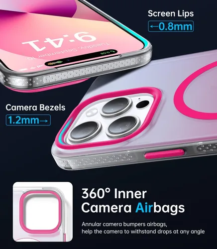 Miniatura 4 de Funda magnética para iPhone 14 Pro Max [compatible con MagSafe] [probada en caídas de grado militar de 10 pies] Funda delgada translúcida mate