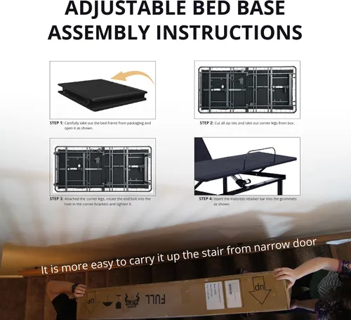 Miniatura 9 de MLILY EGOHOME - Base de cama ajustable individual XL con patas ajustables, base de cama eléctrica plegable de metal con control remoto inalámbrico