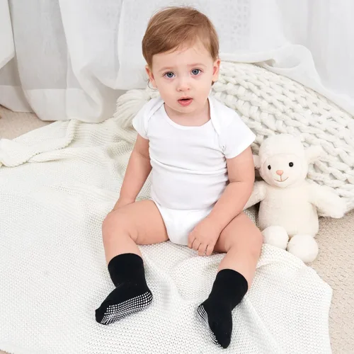 Miniatura 9 de Zaples - Calcetines con suela antideslizante y altura media para bebés, niños y niñas Negro