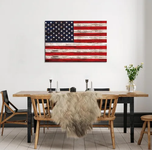 Miniatura 8 de SKASNFAI Arte rústico de pared con bandera estadounidense motivacional, patriótica, para oficina, póster de lienzo para sala de estar, ilustración