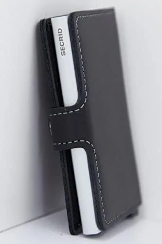Miniatura 5 de Mini monedero Secrid de cuero negro genuino con protección RFIDcon un solo clic todas las tarjetas se deslizan gradualmente