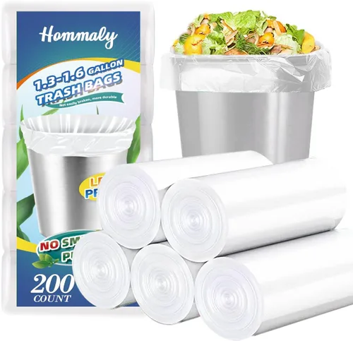 Miniatura 9 de Hommaly 15 litros 150 piezas Bolsas de basura pequeñas transparentes Bolsas de basura resistentes, Bolsas de basura para baño, Bolsas de plástico