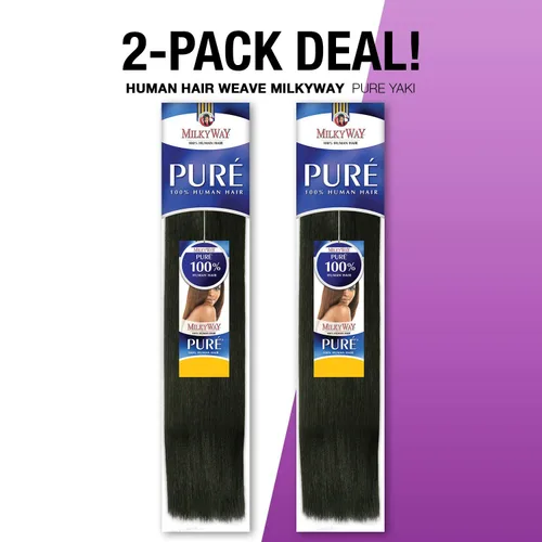 Paquete de 2 OFERTAS de cabello humano Weave MilkyWay Pure Yaki (12 pulgadas, 1)